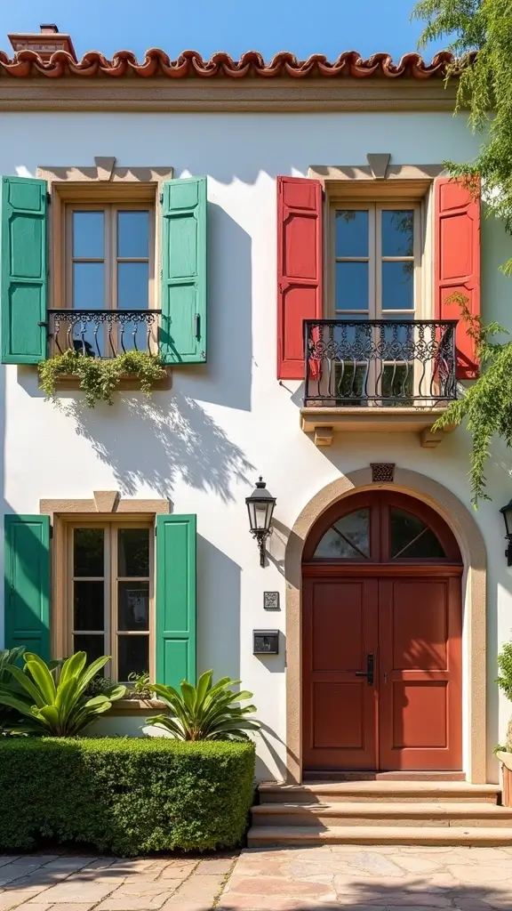 45 Modern Mediterranean Homes Exterior Styles That Shine - 14. Colorful Shutters