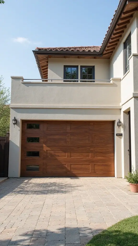 45 Modern Mediterranean Homes Exterior Styles That Shine - 16. Innovative Garage Doors
