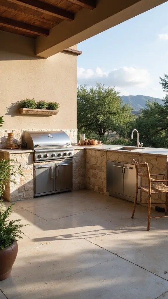 45 Modern Mediterranean Homes Exterior Styles That Shine - 22. Outdoor Cooking Areas