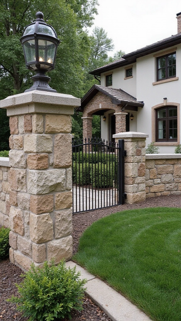 45 Modern Mediterranean Homes Exterior Styles That Shine - 35. Impressive Stone Fences
