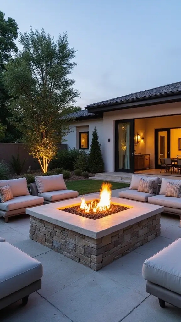 45 Modern Mediterranean Homes Exterior Styles That Shine - 37. Contemporary Firepit Areas