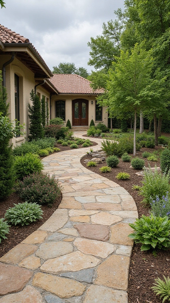 45 Modern Mediterranean Homes Exterior Styles That Shine - 9. Natural Stone Pathways