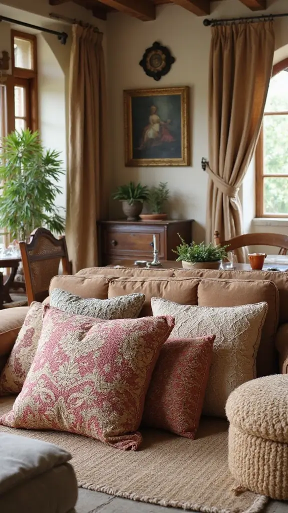 45 Modern Mediterranean Interior Design Ideas Full of Charm - 40. Vintage Textured Fabrics