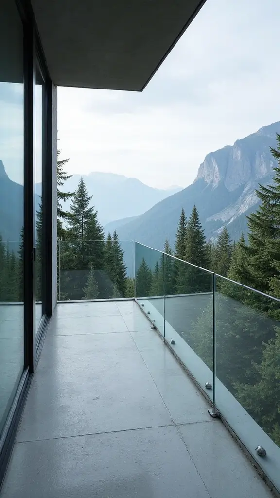45 Modern Mountain Home Exterior Ideas That Look Striking - 11. Glass Balustrades