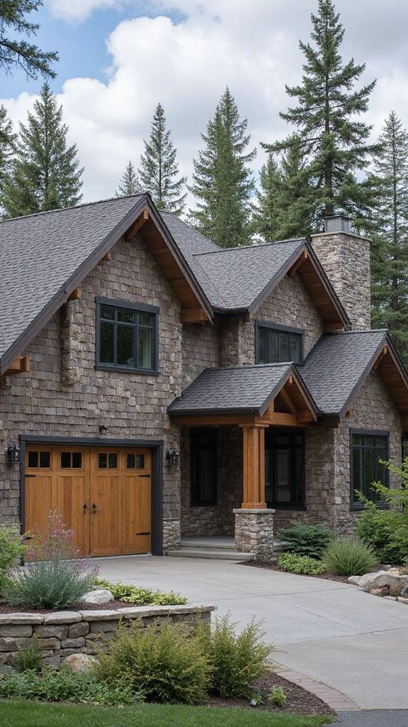 45 Modern Mountain Home Exterior Ideas That Look Striking - 13. Unique Shingle Styles