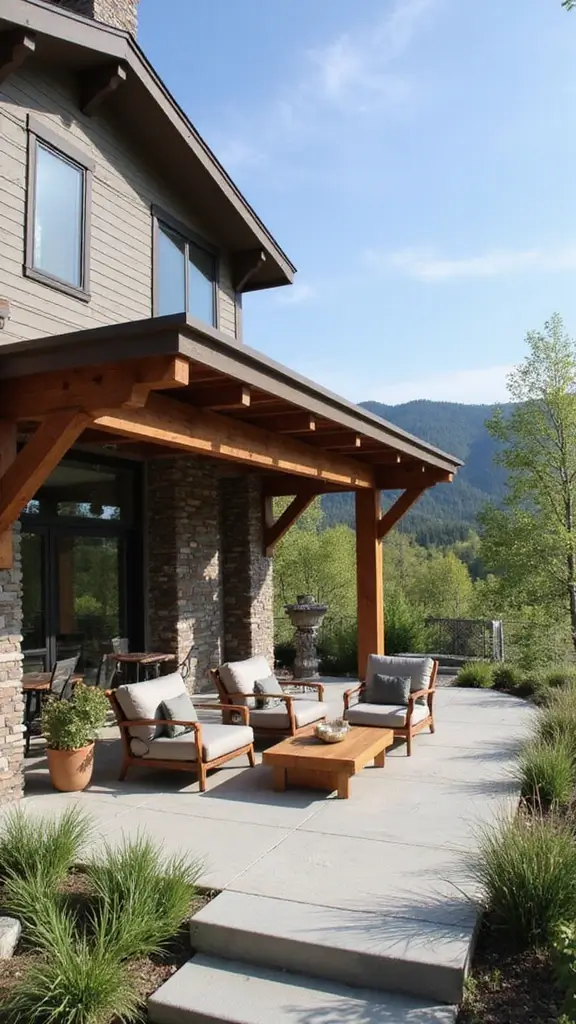 45 Modern Mountain Home Exterior Ideas That Look Striking - 19. Innovative Shade Structures