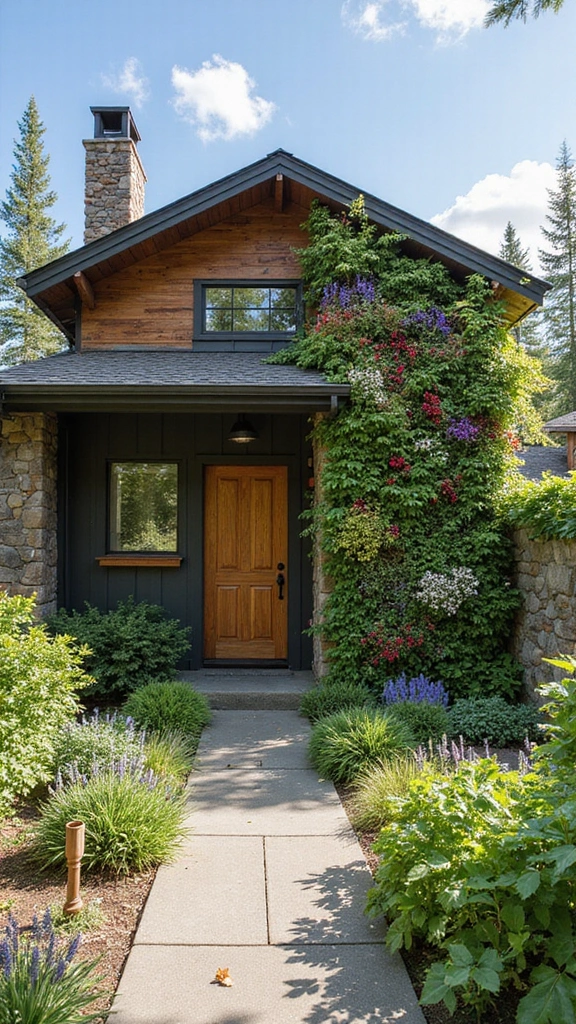 45 Modern Mountain Home Exterior Ideas That Look Striking - 22. Vertical Gardens