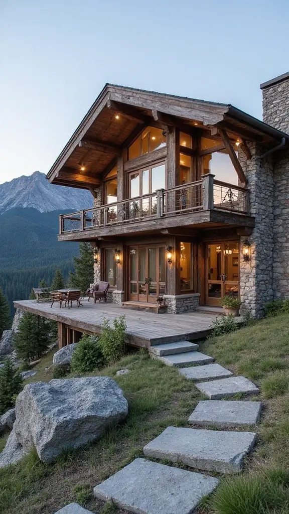 45 Modern Mountain Home Exterior Ideas That Look Striking - 23. Rustic yet Modern Material Combinations