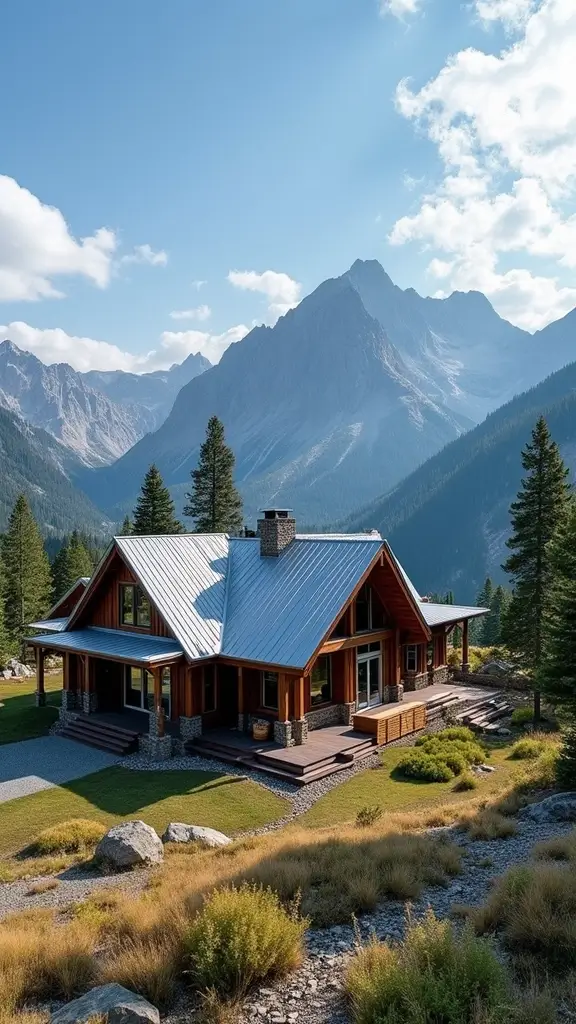 45 Modern Mountain Home Exterior Ideas That Look Striking - 3. Sleek Metal Roofs
