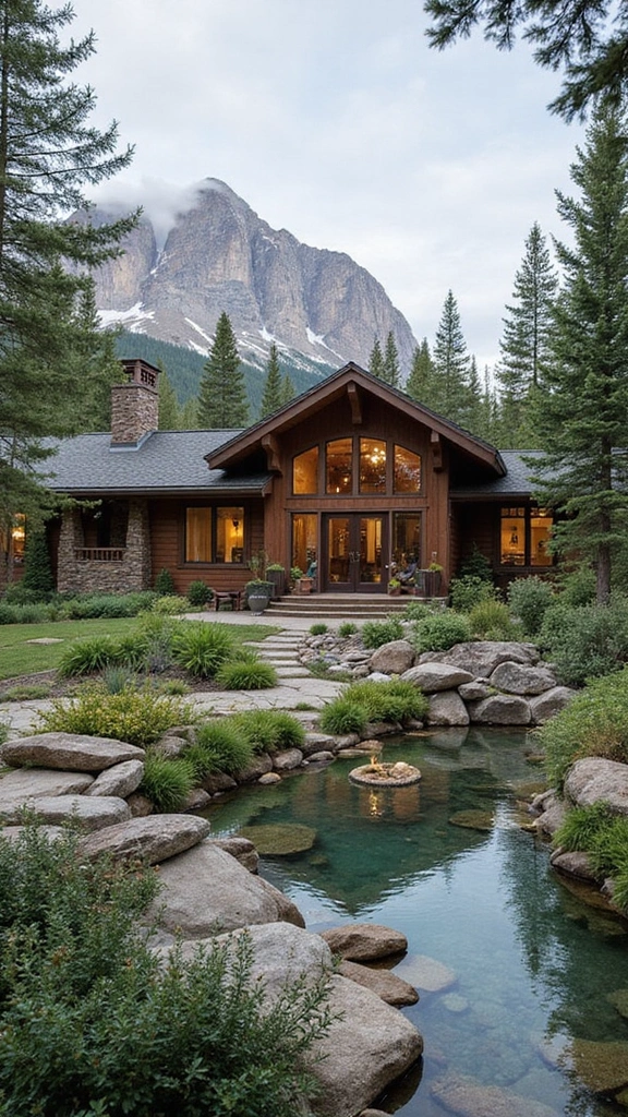 45 Modern Mountain Home Exterior Ideas That Look Striking - 45. Emphasizing Natural Surroundings