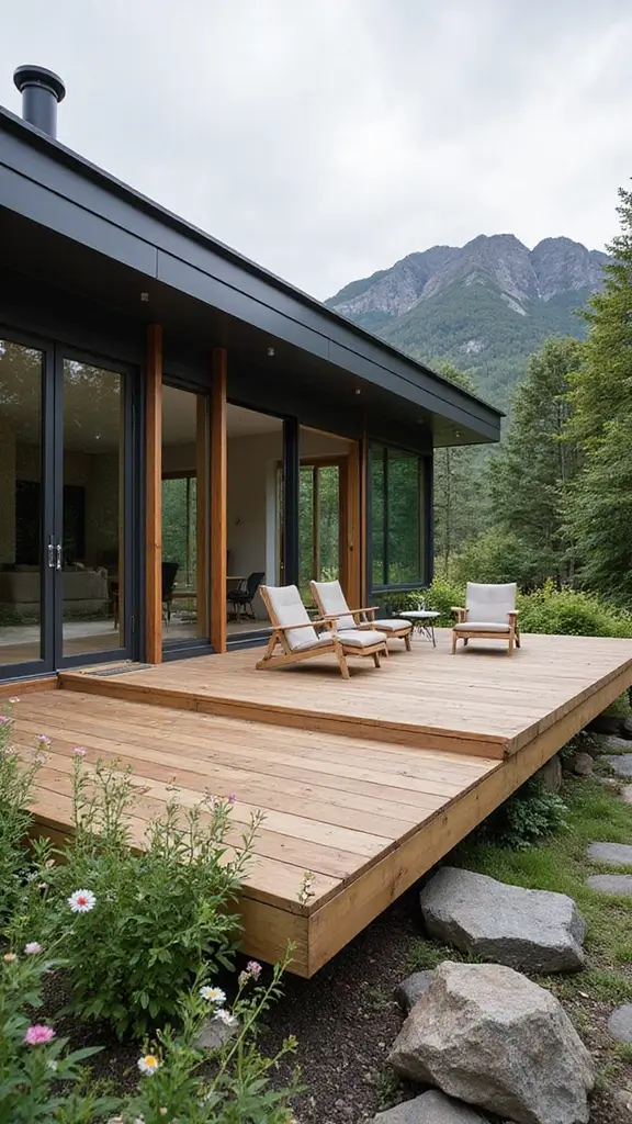 45 Modern Mountain Home Exterior Ideas That Look Striking - 6. Minimalist Wood Decks
