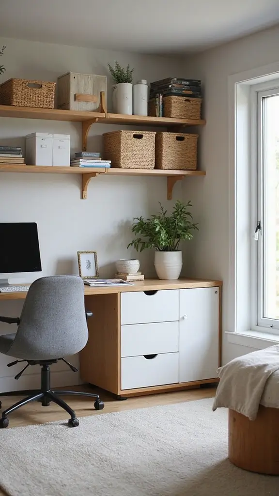 45 Office Interior Design Modern Styles for a Productive Space - 12. Smart Storage Solutions