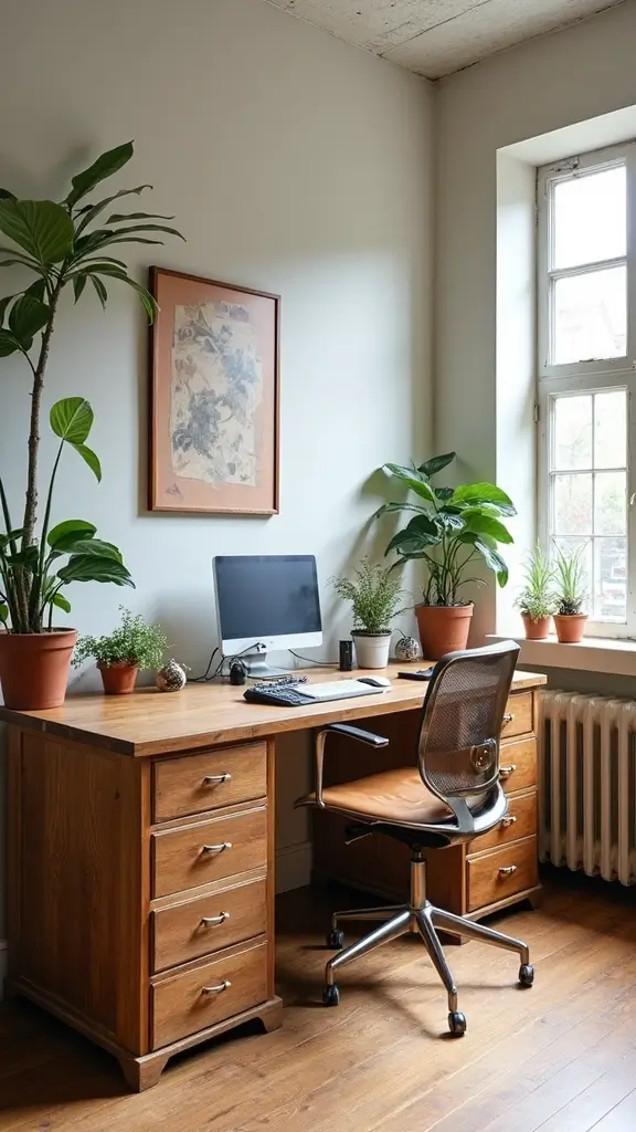 45 Office Interior Design Modern Styles for a Productive Space - 25. Upcycled Furniture