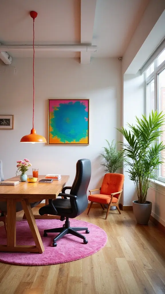 45 Office Interior Design Modern Styles for a Productive Space - 38. Colorful Accents
