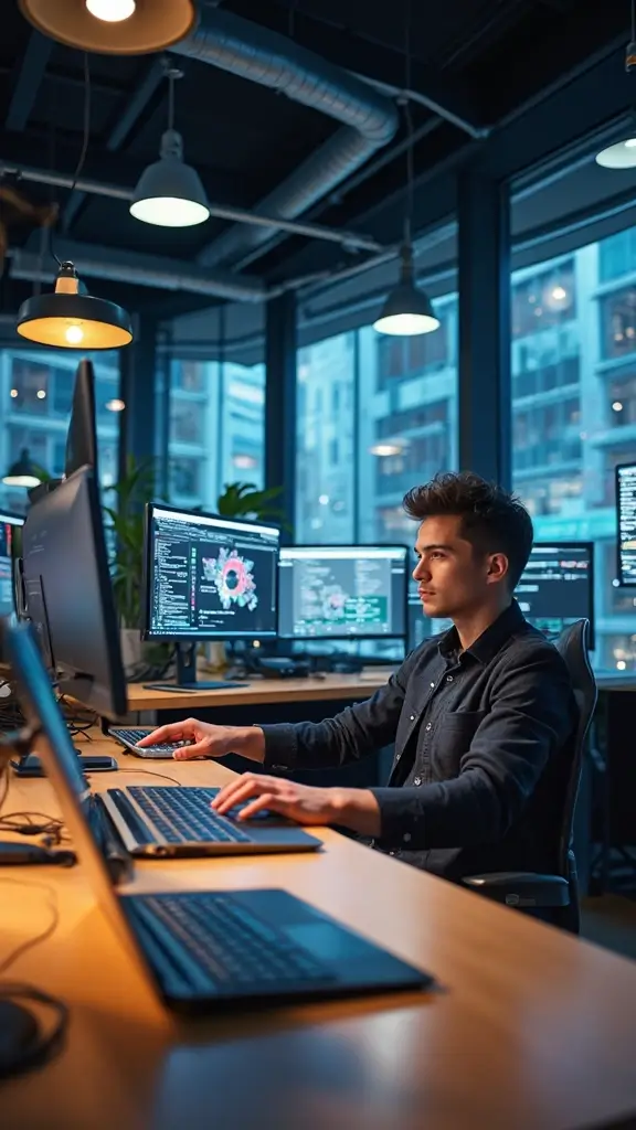 45 Office Interior Design Modern Styles for a Productive Space - 43. Tech-Savvy Workspaces