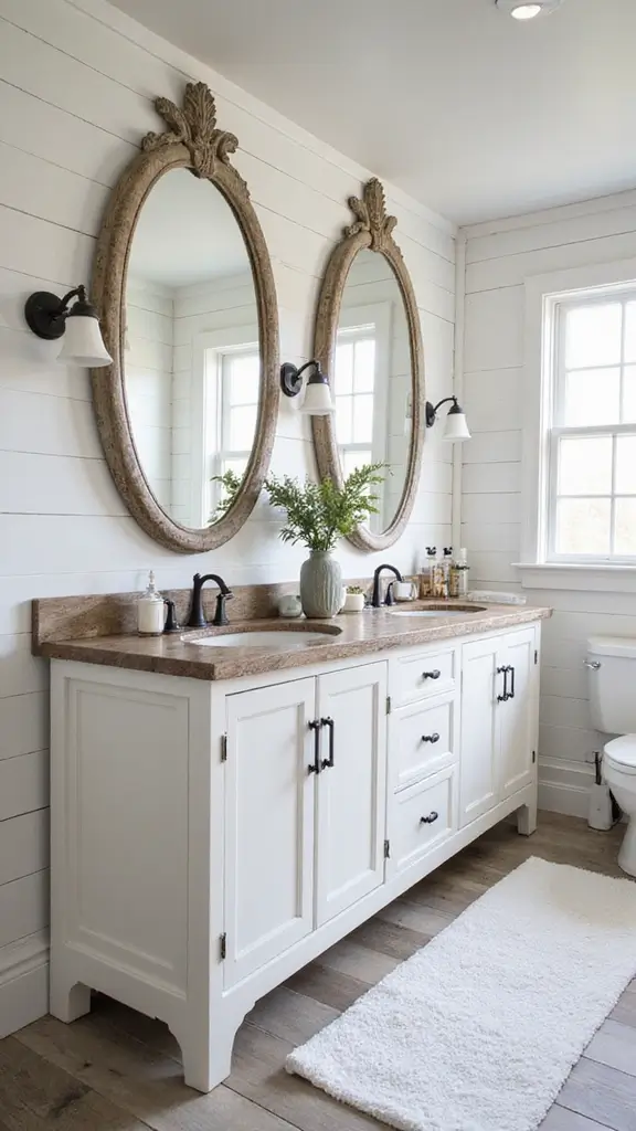45 Rustic Home Decor Ideas That Feel Warm & Natural - 11. Farmhouse Style Bathroom Decor