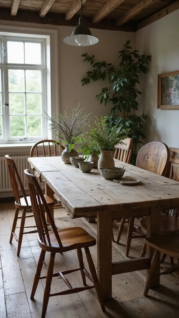 45 Rustic Home Decor Ideas That Feel Warm & Natural - 21. Rustic Dining Settings