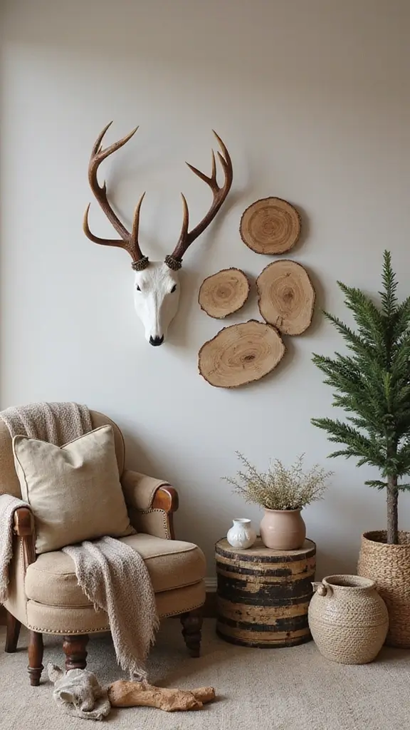 45 Rustic Home Decor Ideas That Feel Warm & Natural - 23. Woodland Decor Elements