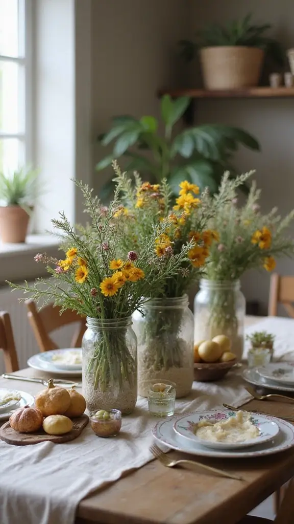 45 Rustic Home Decor Ideas That Feel Warm & Natural - 28. Rustic Centerpiece Jars
