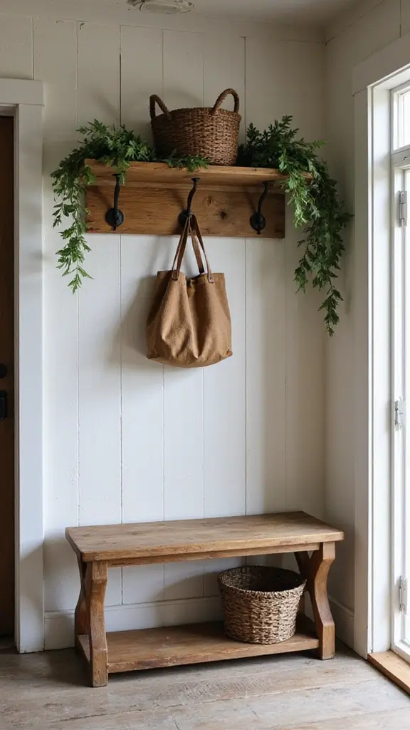 45 Rustic Home Decor Ideas That Feel Warm & Natural - 30. Rustic Entryway Design