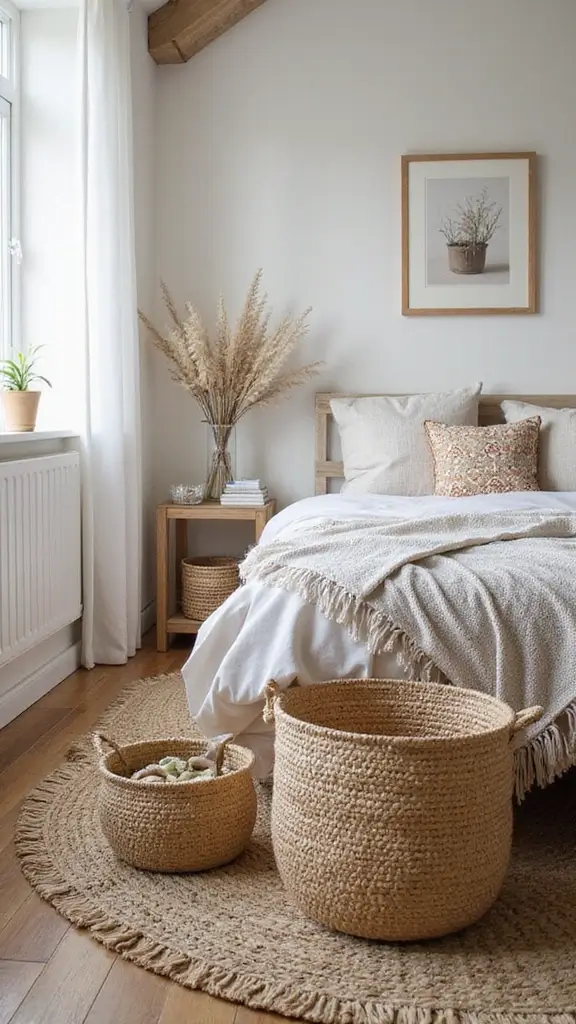 45 Small Bedroom Layout Ideas to Make Any Space Feel Bigger - 12. Hide Clutter with Baskets