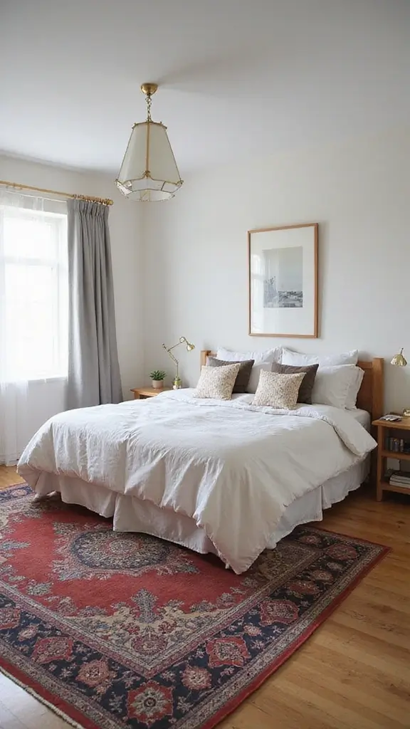 45 Small Bedroom Layout Ideas to Make Any Space Feel Bigger - 15. Use of Rugs