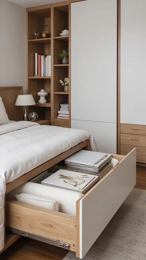 45 Small Bedroom Layout Ideas to Make Any Space Feel Bigger - 21. Slide-Out Drawers