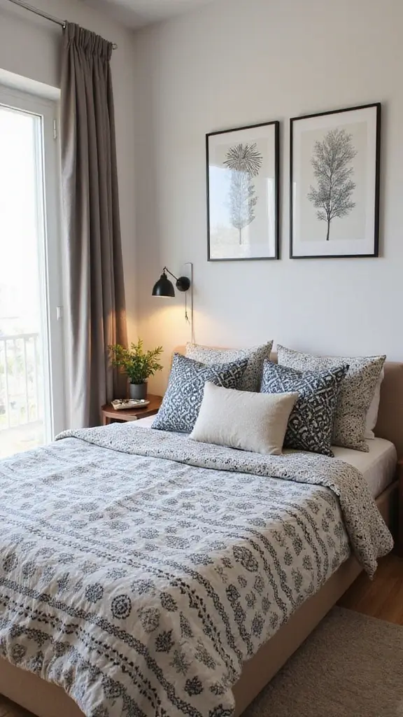45 Small Bedroom Layout Ideas to Make Any Space Feel Bigger - 29. Use of Geometric Patterns