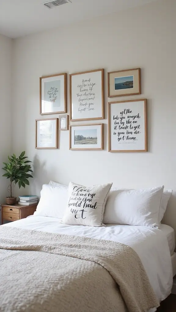 45 Small Bedroom Layout Ideas to Make Any Space Feel Bigger - 31. Inspirational Quote Wall