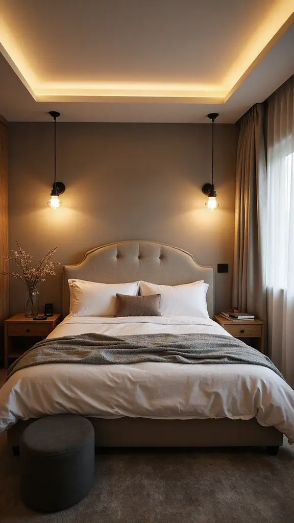 45 Small Bedroom Layout Ideas to Make Any Space Feel Bigger - 37. Use of Lighting Fixtures