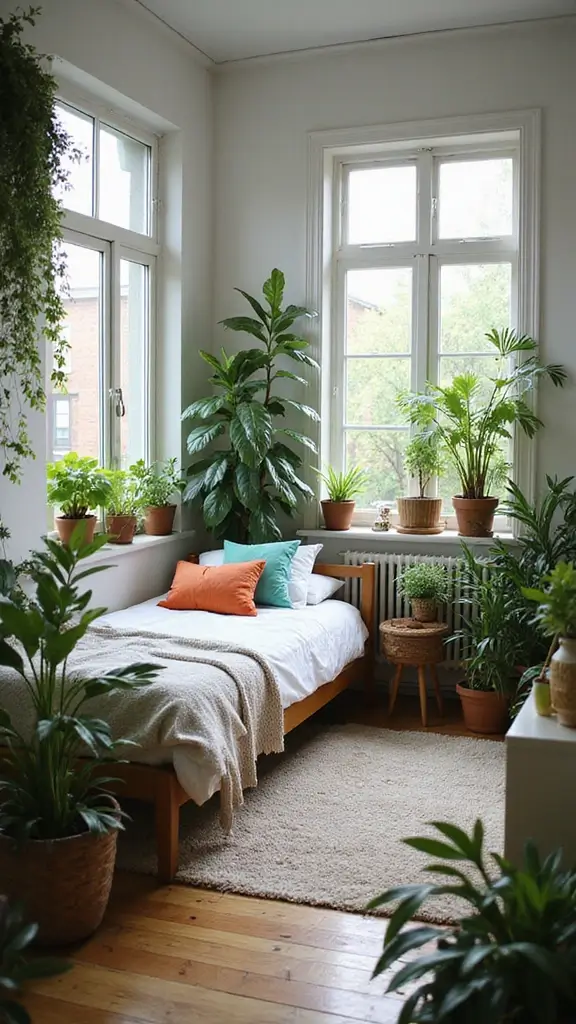 45 Small Bedroom Layout Ideas to Make Any Space Feel Bigger - 39. Use of Greenery