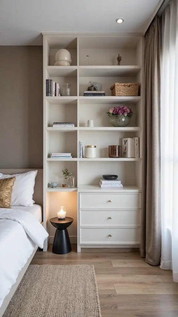 45 Small Bedroom Layout Ideas to Make Any Space Feel Bigger - 41. Open-Concept Storage