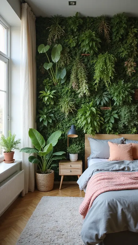 45 Small Bedroom Layout Ideas to Make Any Space Feel Bigger - 5. Vertical Garden Wall