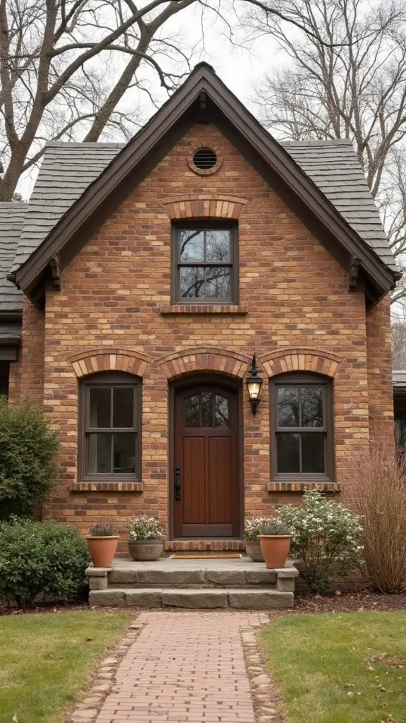 45 Tan Brick House Exterior Color Schemes That Pop - 8. Rustic Brown with Soft Whites