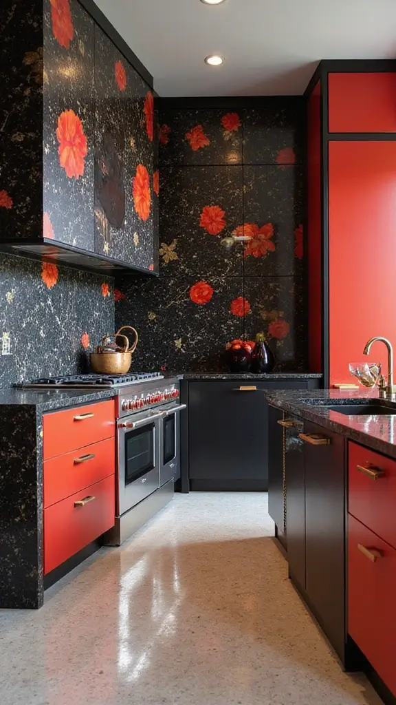46 Black Granite Countertops Kitchen Designs That Shine Bright - 17. Contemporary Bold Design