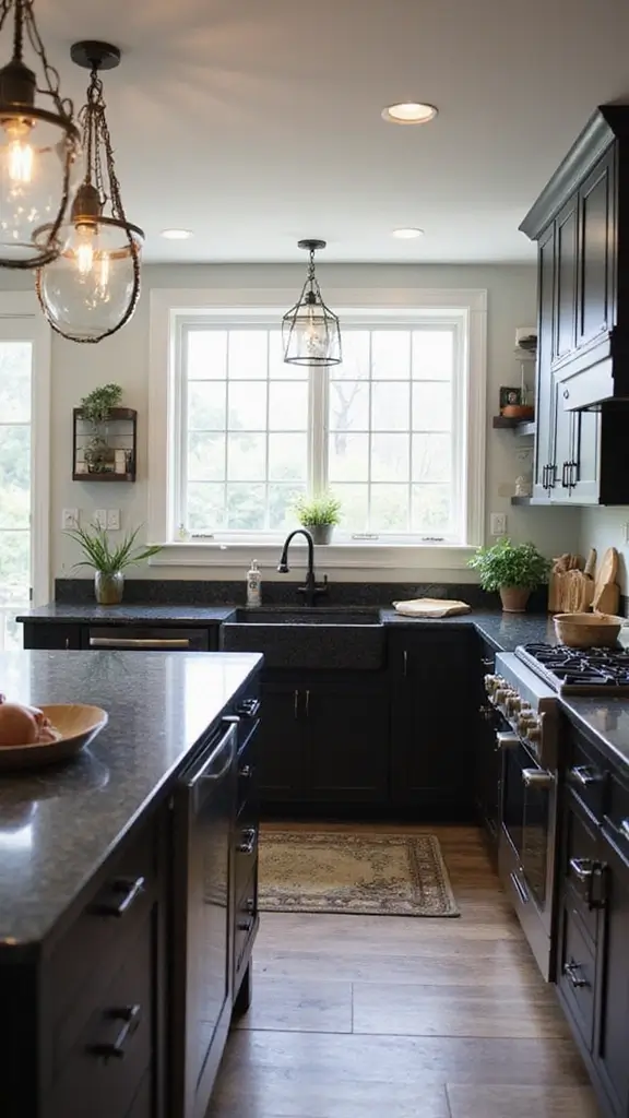 46 Black Granite Countertops Kitchen Designs That Shine Bright - 23. Unique Sink Designs