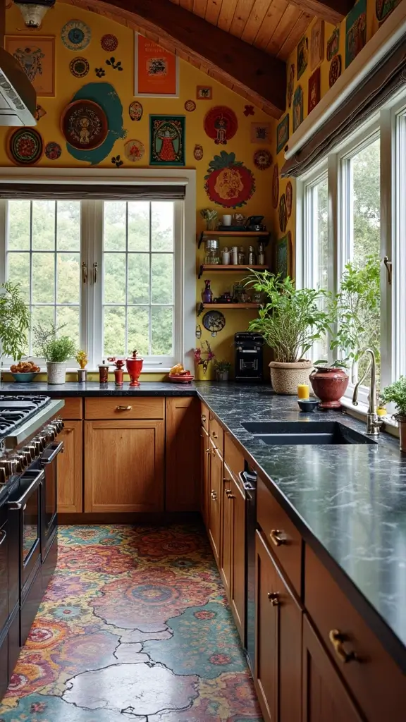 46 Black Granite Countertops Kitchen Designs That Shine Bright - 26. Playful Patterns and Textures