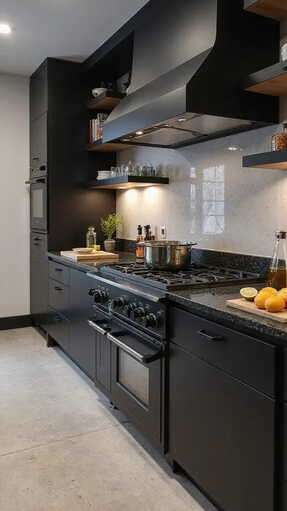 46 Black Granite Countertops Kitchen Designs That Shine Bright - 27. Efficient Workflow Design