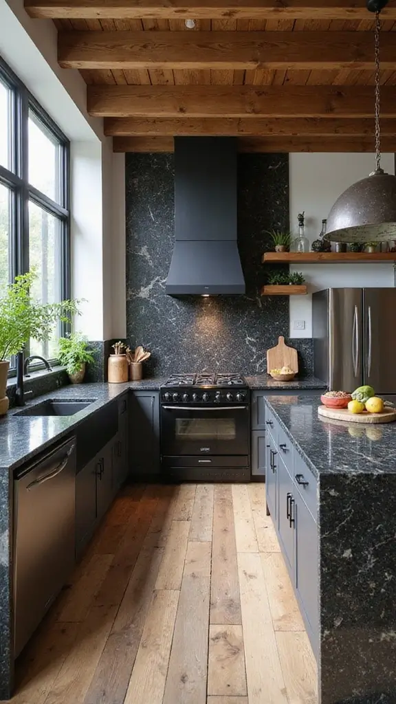 46 Black Granite Countertops Kitchen Designs That Shine Bright - 28. Eco-Friendly Design Elements