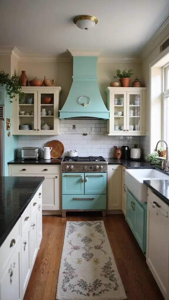 46 Black Granite Countertops Kitchen Designs That Shine Bright - 31. Vintage-Inspired Appliances