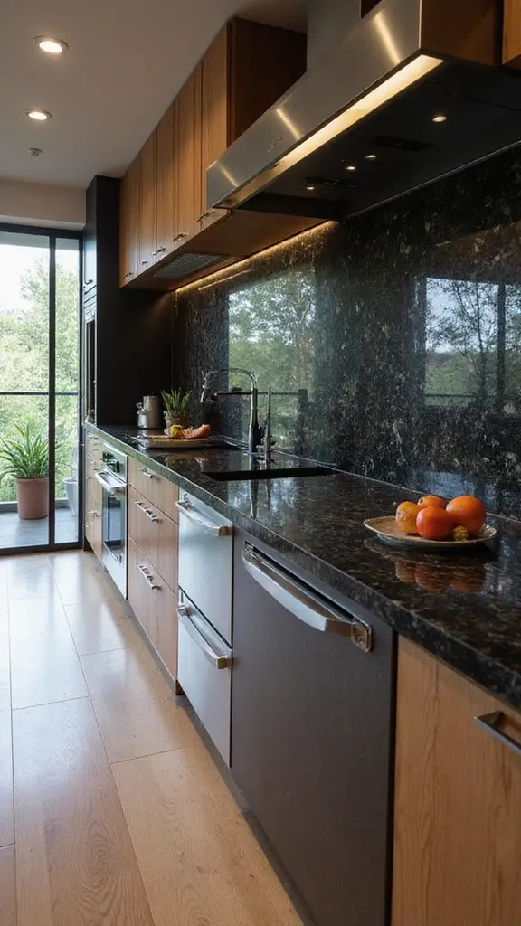 46 Black Granite Countertops Kitchen Designs That Shine Bright - 34. Mixed Material Accents