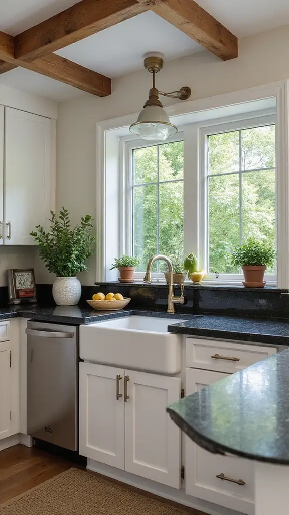 46 Black Granite Countertops Kitchen Designs That Shine Bright - 36. Outdoor-Inspired Design