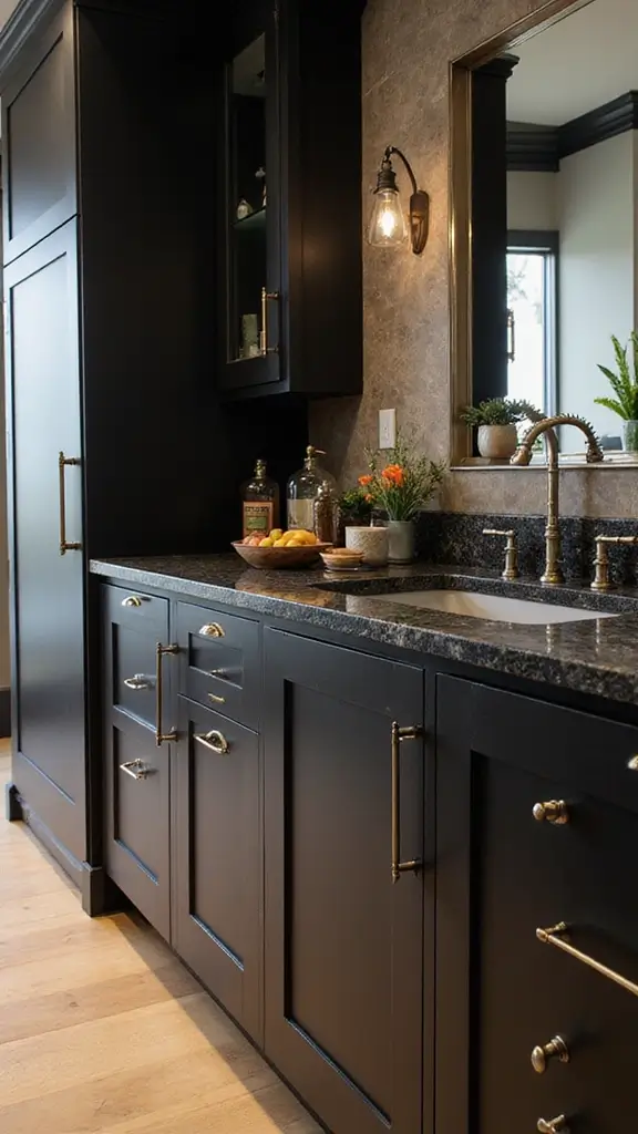 46 Black Granite Countertops Kitchen Designs That Shine Bright - 41. Beautifully Crafted Fixtures
