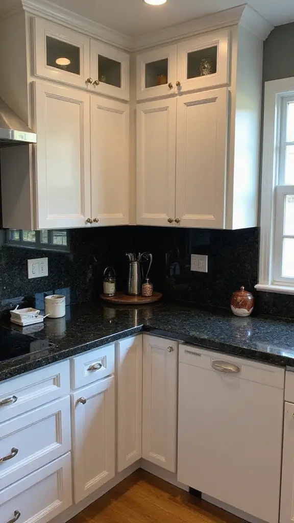 46 Black Granite Countertops Kitchen Designs That Shine Bright - 46. Custom Cabinet Designs