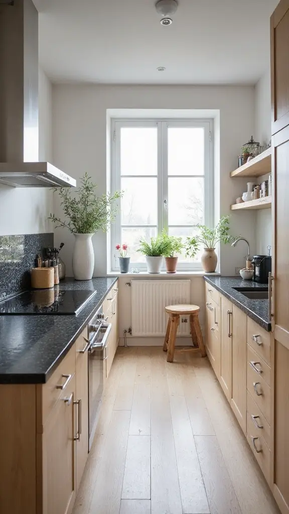 46 Black Granite Countertops Kitchen Designs That Shine Bright - 8. Scandinavian Simplicity