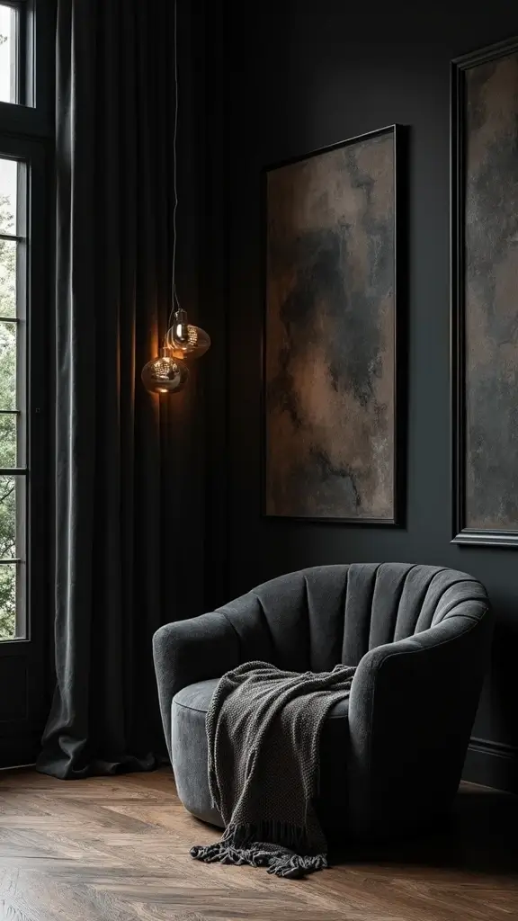 46 Black House Interior Design Looks That Make a Bold Statement - 12. Layered Textures in Black
