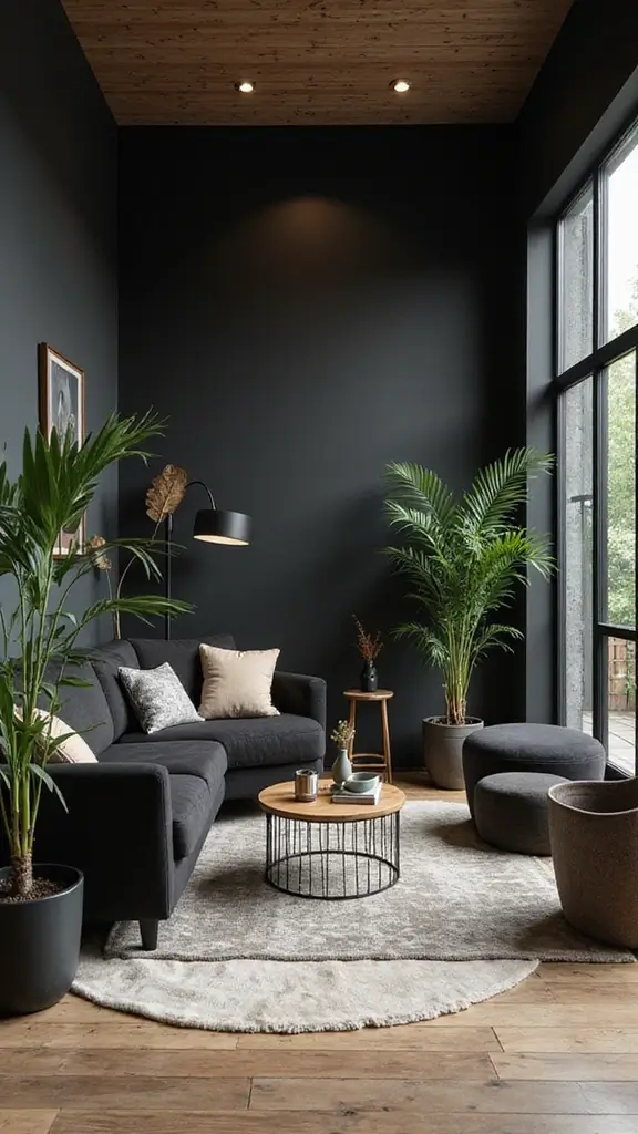 46 Black House Interior Design Looks That Make a Bold Statement - 13. Black and Natural Wood