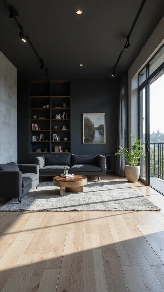 46 Black House Interior Design Looks That Make a Bold Statement - 14. Black Accents in Open Spaces