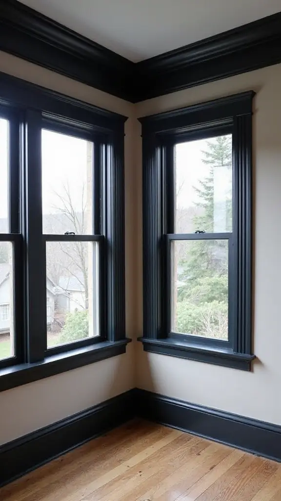 46 Black House Interior Design Looks That Make a Bold Statement - 34. Black Molding and Trim
