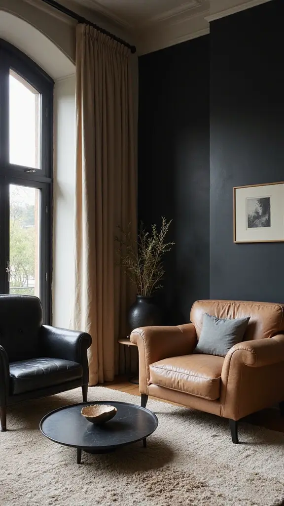 46 Black House Interior Design Looks That Make a Bold Statement - 39. Black and Earthy Tones